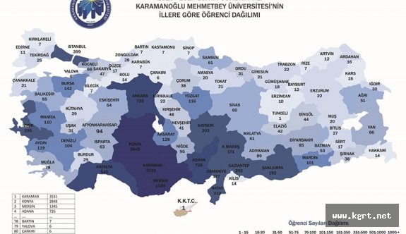 KMÜ Öğrencilerinin İllere Göre Dağılımı Açıklandı