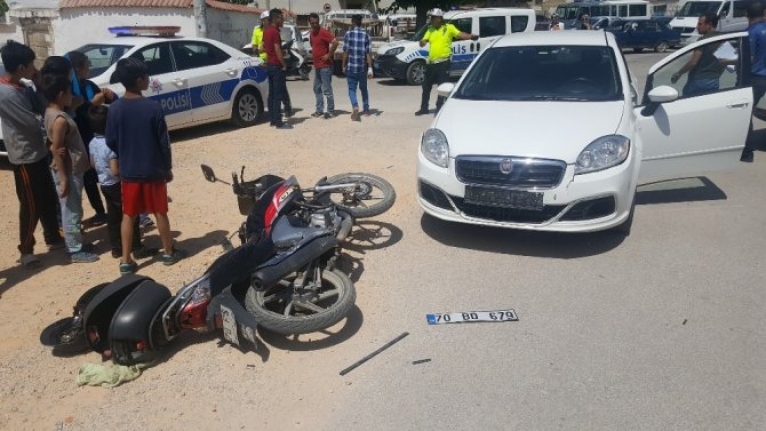 Otomobil İle Motorsiklet Çarpıştı:1 Yaralı