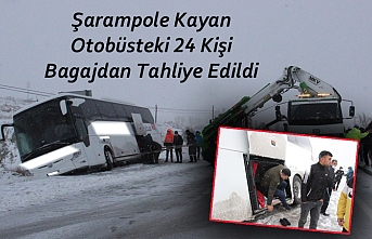Şarampole Kayan Otobüsteki 24 Kişi Bagajdan Tahliye...