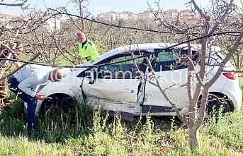 Karaman'da Otomobil Bahçeye Uçtu